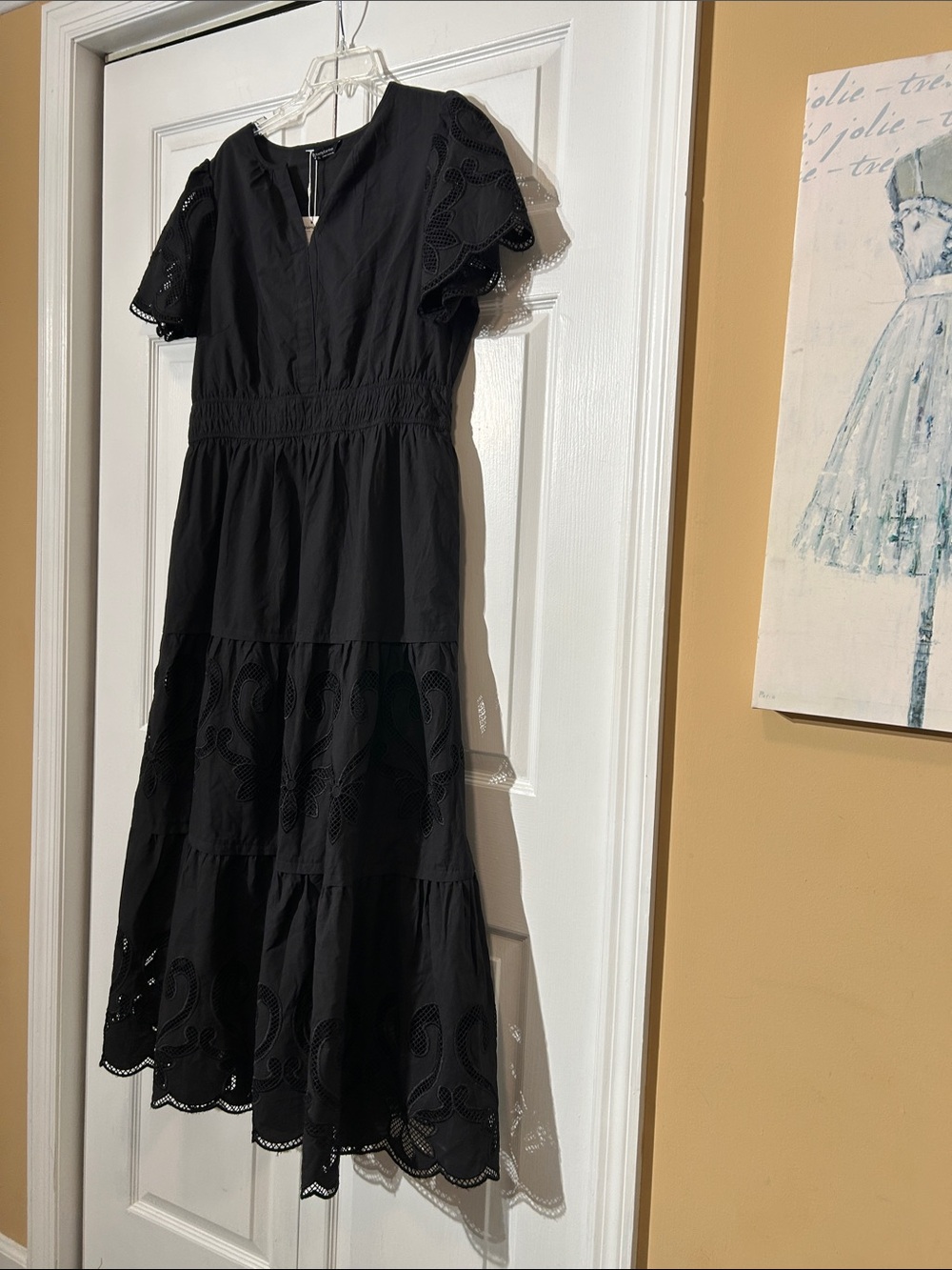 NWT PrettyGarden Black Eyelet Midi Dress Size XL Short Sleeves - Picture 5 of 15